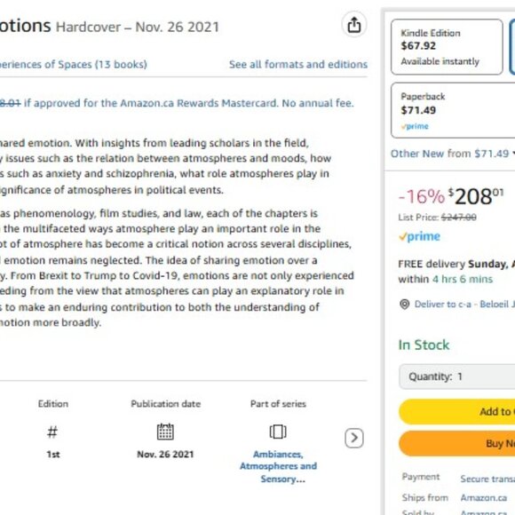 Atmospheres and Shared Emotions by Dylan Trigg Hardcover Book ROUTLEDGE - Picture 2 of 2